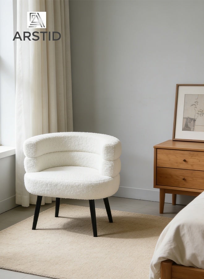 ARSTID Cozy Boucle Accent Chair with Double-Layer Curved Backrest for Living Room & Bedroom - Image 3